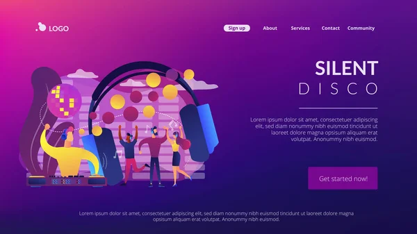 Silent disco concept landing page. — Vector de stoc