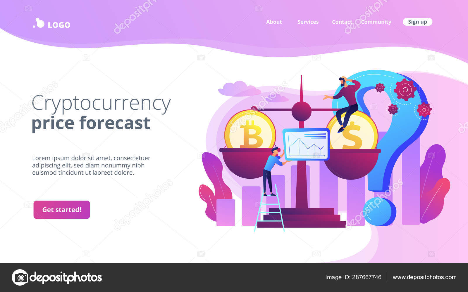 Bitcoin price prediction concept landing page Stock Vector by  ©VisualGeneration 287667746