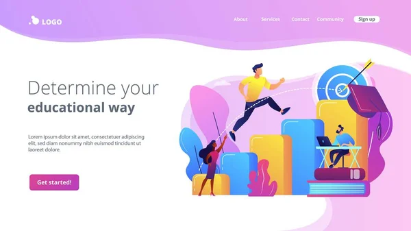 Trayectoria educativa concepto landing page — Archivo Imágenes Vectoriales