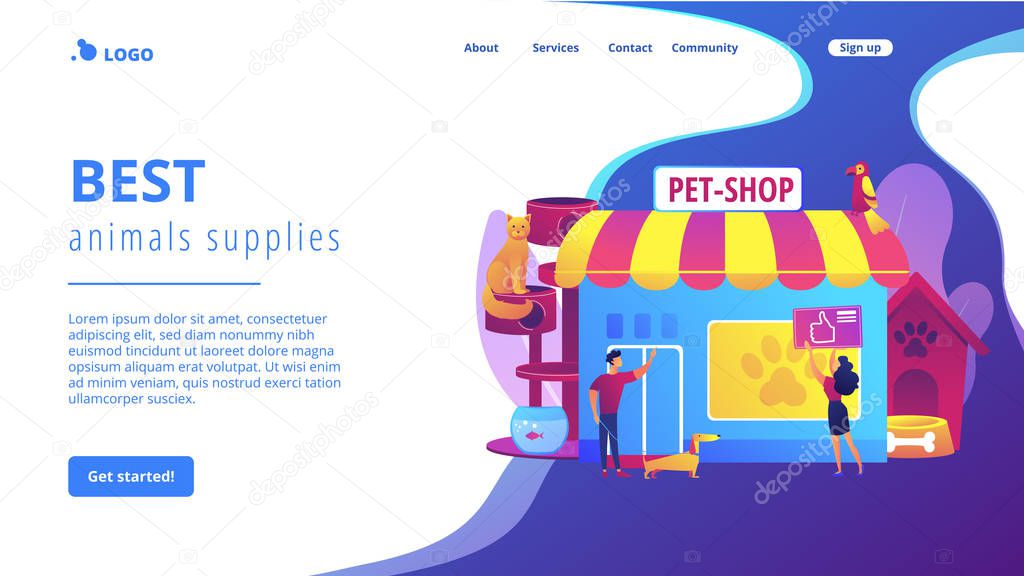 Animals shop concept landing page