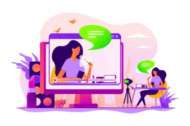 Güzellik blogger kavramı vektör çizim