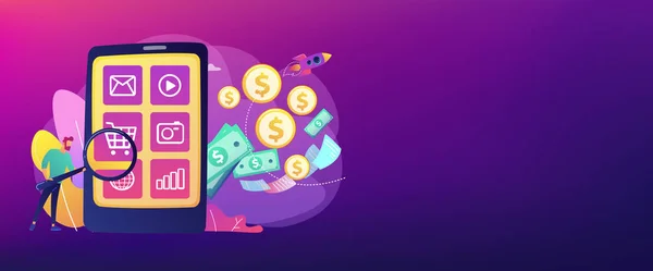 App monetização conceito banner cabeçalho . — Vetor de Stock