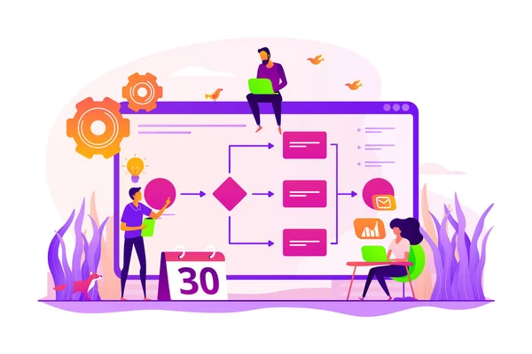 Gestão de processos de negócios conceito vetor ilustração —  Vetores de Stock