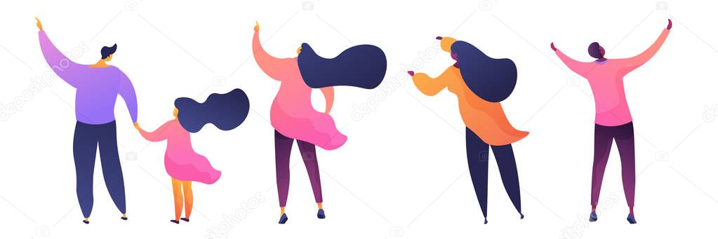 People standing together flat vector illustrations set