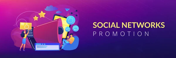 Cabeçalho do banner conceito de promoção de redes sociais . —  Vetores de Stock