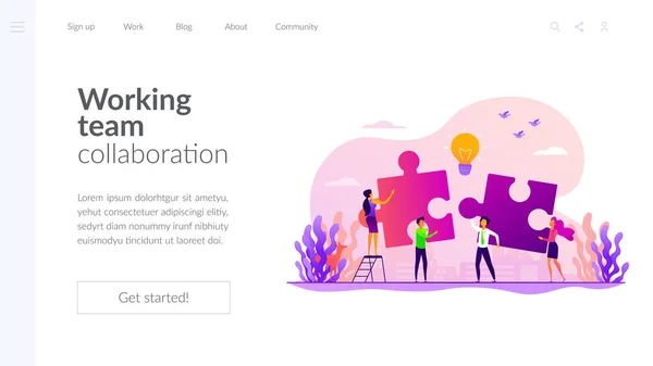 Modelo de página de destino de colaboração —  Vetores de Stock