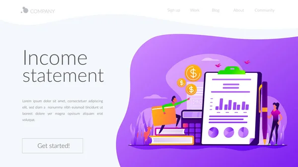 損益計算書ランディング ページ テンプレート — ストックベクタ