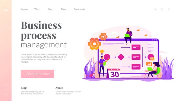 Plantilla de landing page de gestión de procesos empresariales — Vector de stock