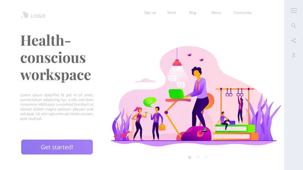 Plantilla de landing page de área de trabajo centrada en fitness — Vector de stock