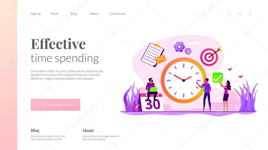 Time management landing page template