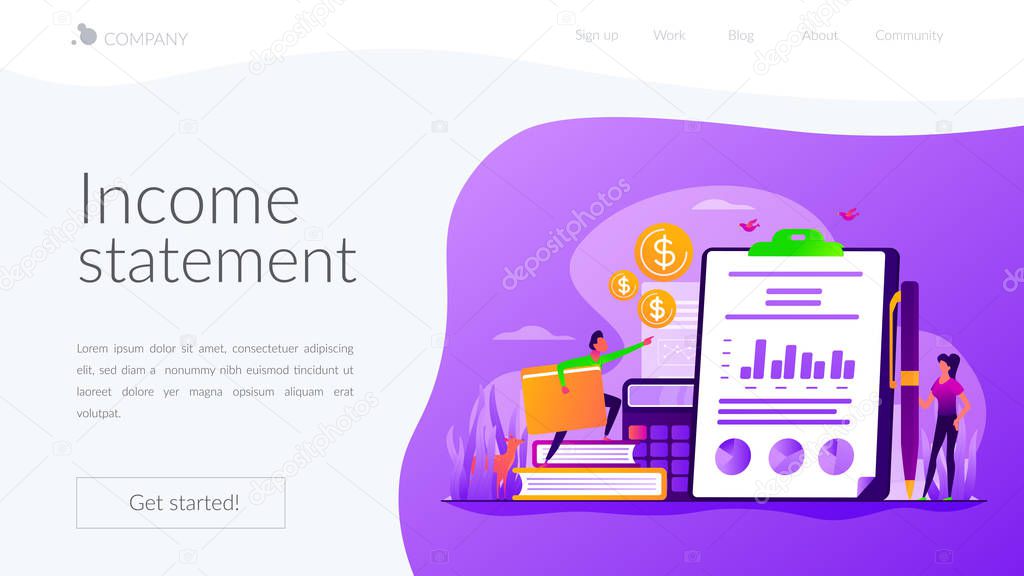 Income statement landing page template