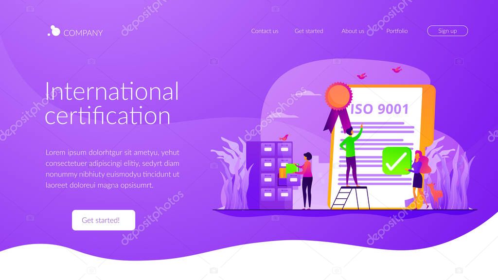 Standard for quality control landing page template