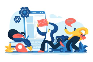 Mobil uygulama geliştirme kavramı vektör illüstrasyon
