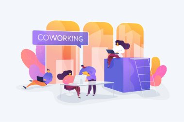 Coworking kavramı vektör çizim