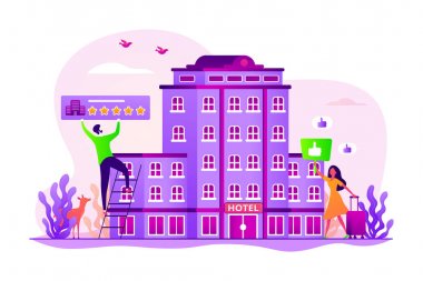 Yaşam tarzı otel konsepti vektör çizim