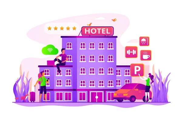 オールインクルーシブ ホテルの概念ベクトル図 — ストックベクタ