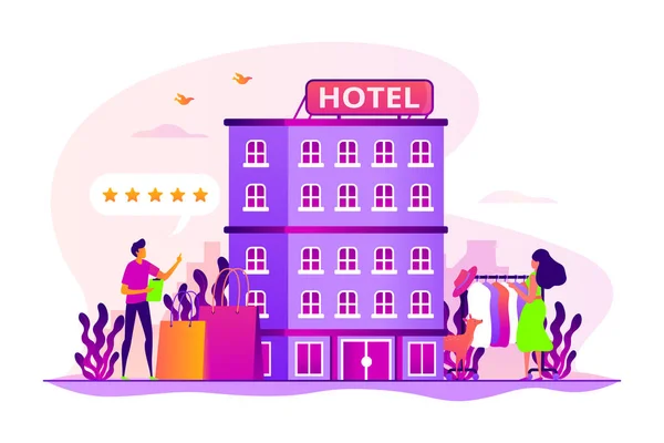 Boutique hotel concepto vector ilustración — Vector de stock