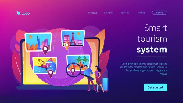 Sistema de turismo inteligente concepto landing page — Vector de stock