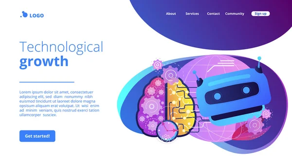 技術的特異性概念着陸ページ — ストックベクタ