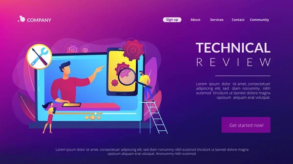 Revisión técnica concepto landing page — Vector de stock