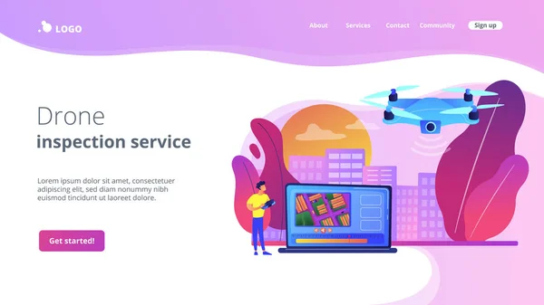 Aerial videography concept landing page Stock Illustration
