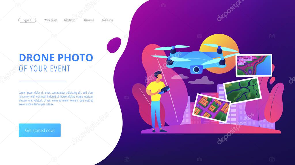 Aerial photography concept landing page