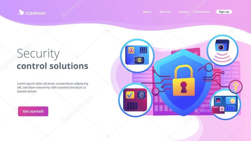 Access control system concept landing page