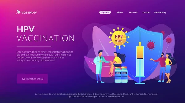 Conceito de vacinação contra o HPV landing pageation —  Vetores de Stock