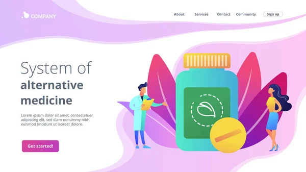 Homeopathie concept landing page — Stockvector