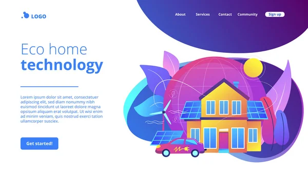 Eco casa concepto landing page . — Vector de stock