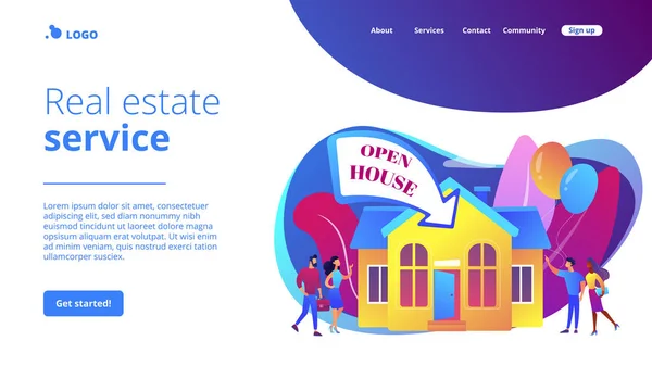Open house concept landing page. — Stock Vector