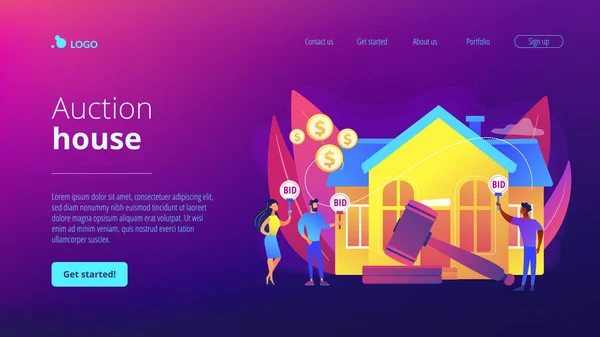 Auktionshaus-Konzept Landing Page. — Stockvektor