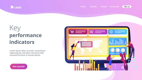 Dashboard Service Konzept Landing Page. — Stockvektor