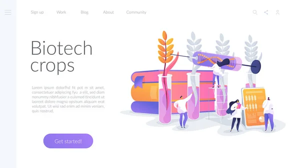 Plantas geneticamente modificadas conceito de landing page —  Vetores de Stock