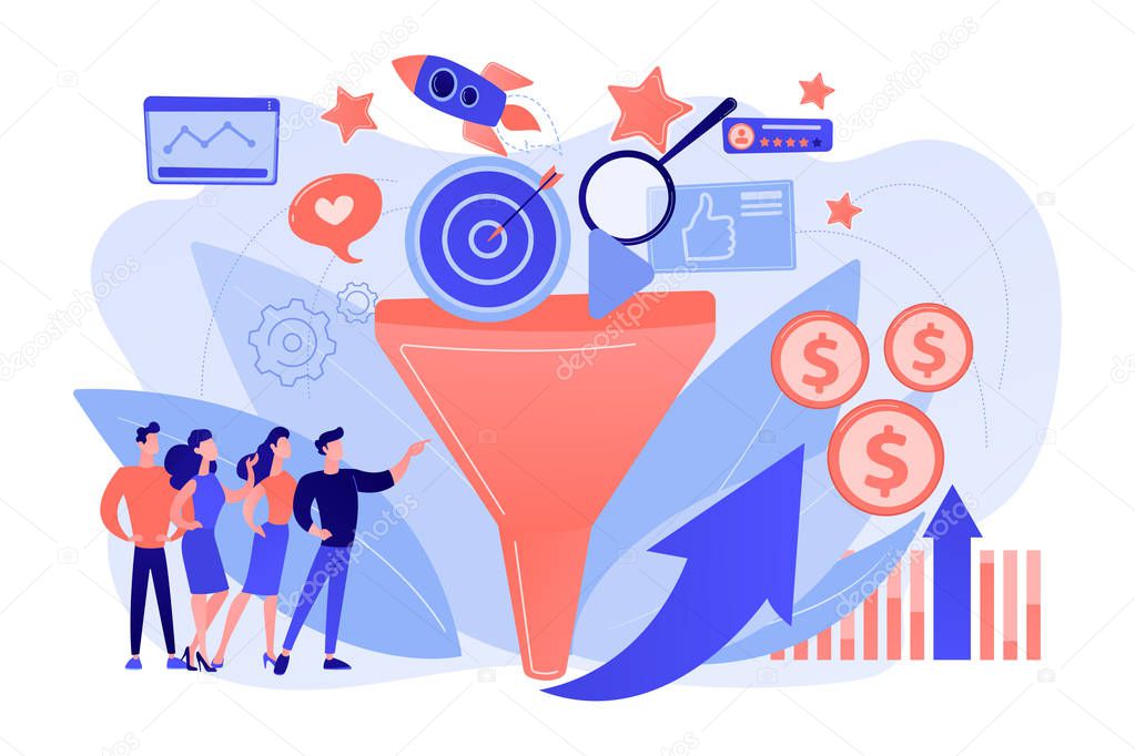 Marketing funnel concept vector illustration.