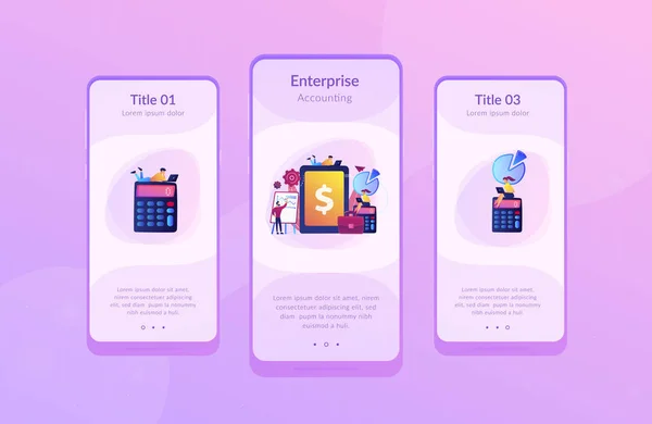 Modello di interfaccia app di contabilità aziendale . — Vettoriale Stock