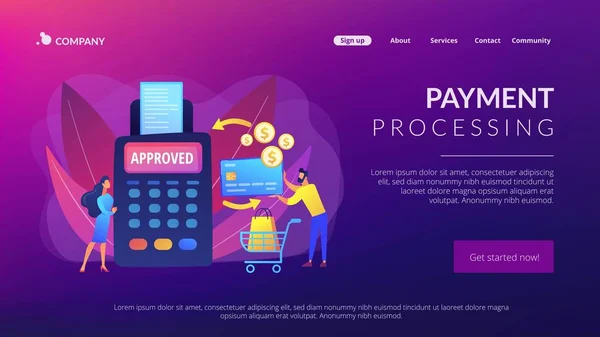 Payment processing concept landing page