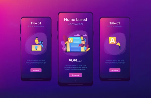 Vorlage für die Benutzeroberfläche von Copywriting-Apps. — Stockvektor