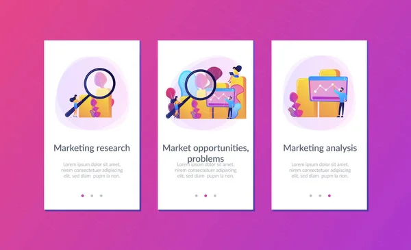Marketing onderzoek app interface template. — Stockvector