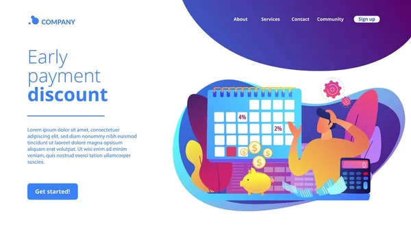 Pago anticipado concepto de descuento landing page — Vector de stock