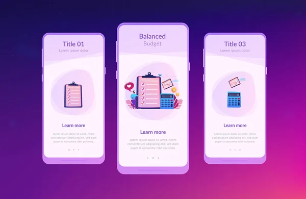Vorlage zur Budgetplanung App-Schnittstelle. — Stockvektor