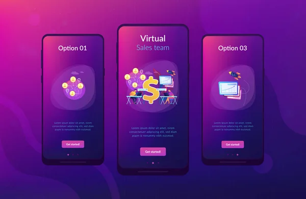 Vorlage für virtuelle Vertriebs-App. — Stockvektor