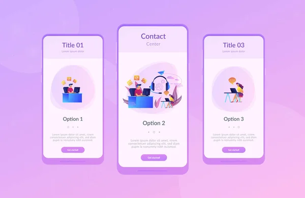 コンタクト センター アプリ インターフェイス テンプレート. — ストックベクタ