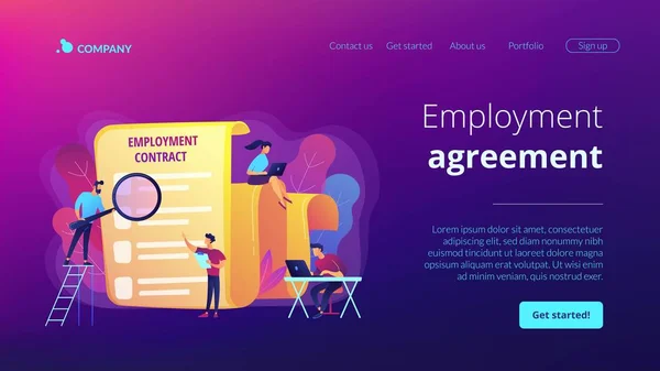 Conceito de acordo de emprego landing page — Vetor de Stock