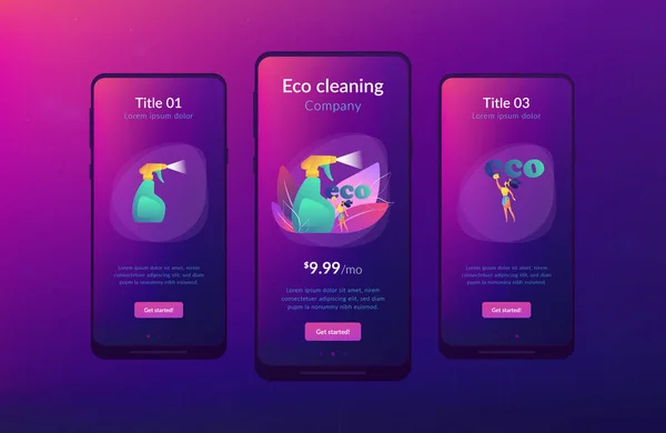 Grüne Reinigungs-App-Schnittstelle Vorlage. — Stockvektor