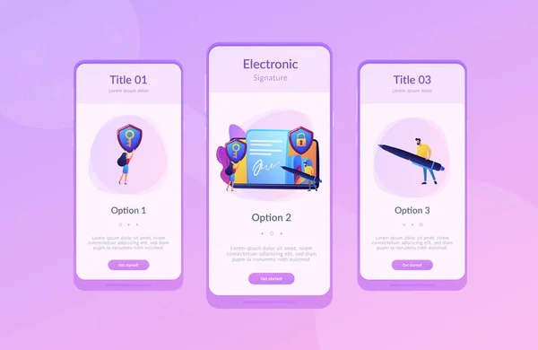電子署名アプリ インターフェイス テンプレート. — ストックベクタ