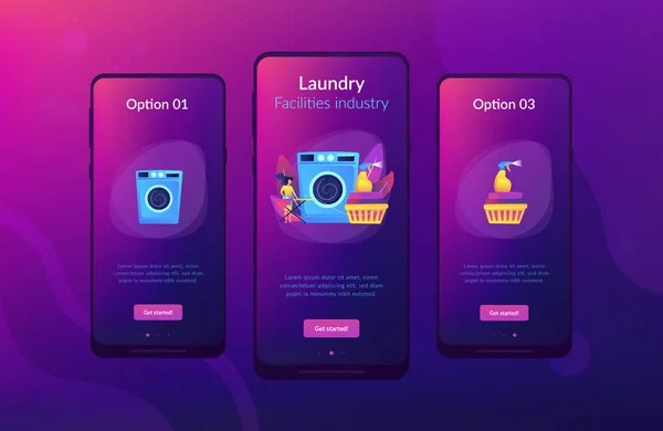 Dry cleaning and laundering app interface template. — Stock Vector