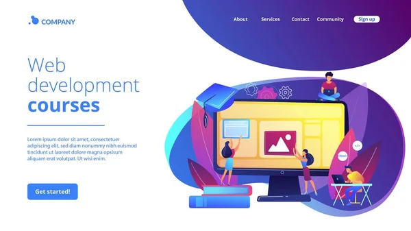 Cursos de desarrollo web concepto landing page — Vector de stock