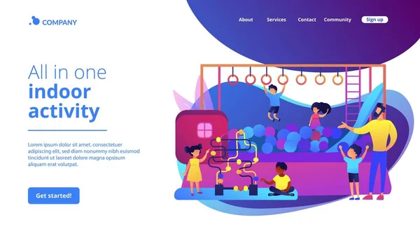 Sala giochi per bambini concept landing page — Vettoriale Stock