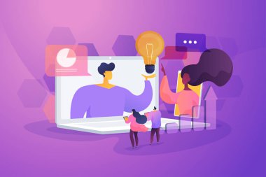 Online konferans kavramı vektör illüstrasyon